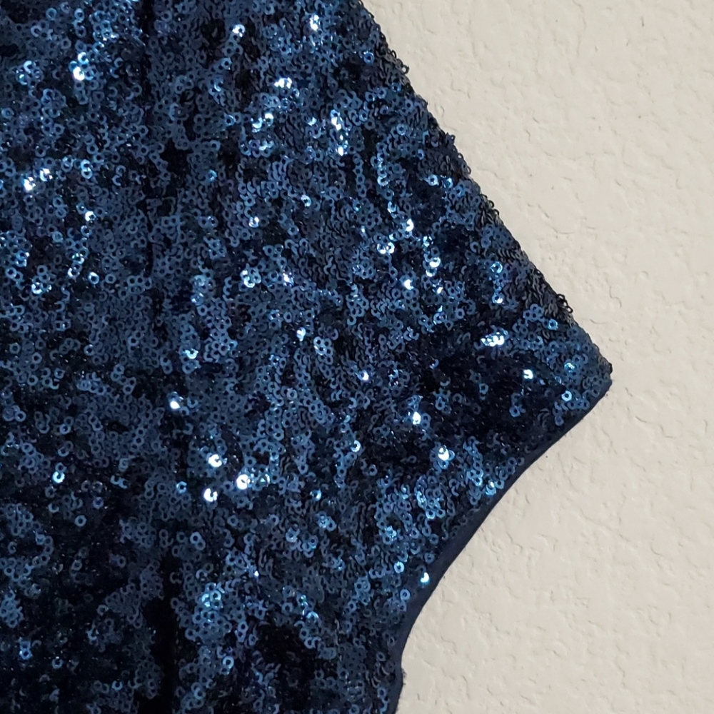 FOREVER 21 Blue sequin crop zip back dazzling +1X - Picture 7 of 8